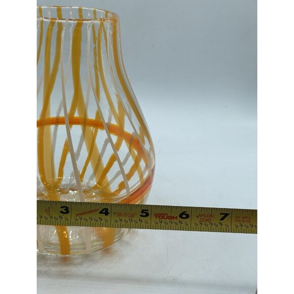 Anthropologie Blow Art Glass Orange Swirl Vase Retro - Picture 8 of 8